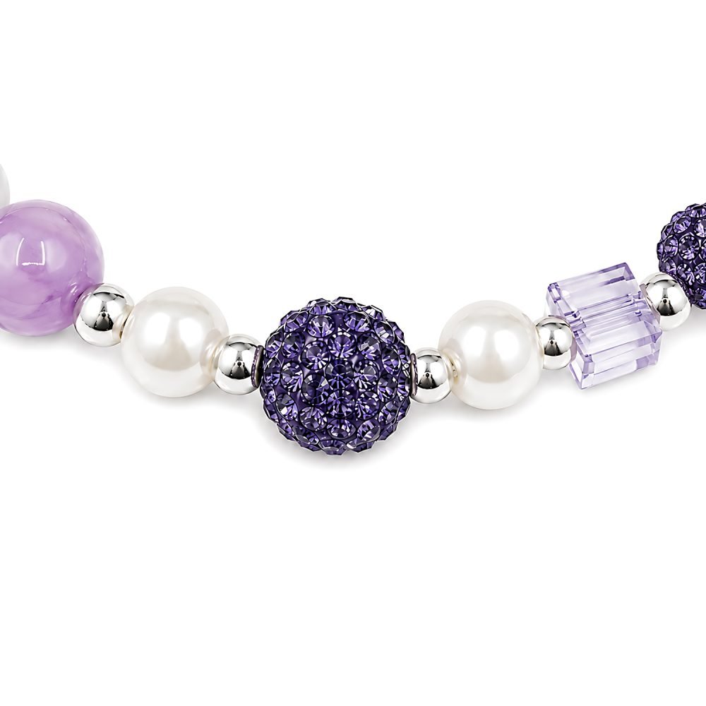 Pearl Style Pet Necklace, Purple Rhinestone Heart & Strawberry Charm Jewelry for Cats & Dogs, Boutique Beaded Collar Accessory