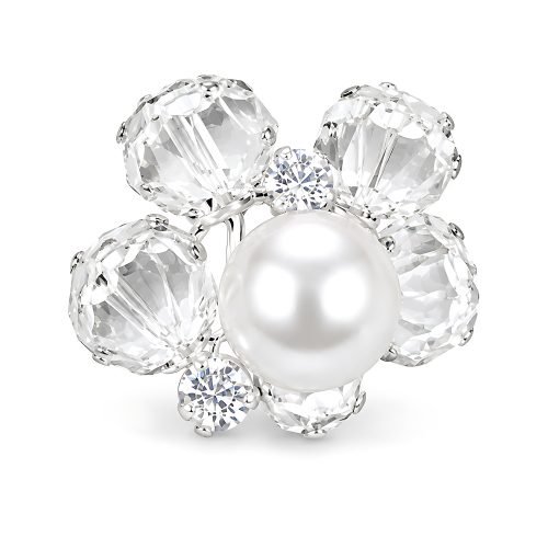 Pearl Crystal Pet Necklace, White Beaded Dog Cat Jewelry, Rhinestone Style Accents, Silver Tone Clasp, Bridal Pet Accessory