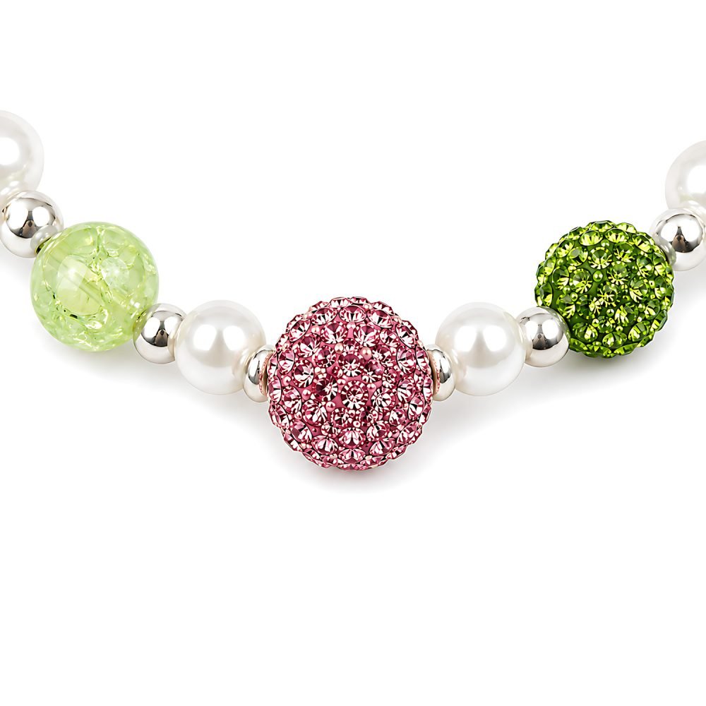 Pink Strawberry Bow Necklace for Dogs, Pearl Style Beaded Pet Jewelry, Rhinestone Charm Cat Necklace, Green Crystal Style Accent