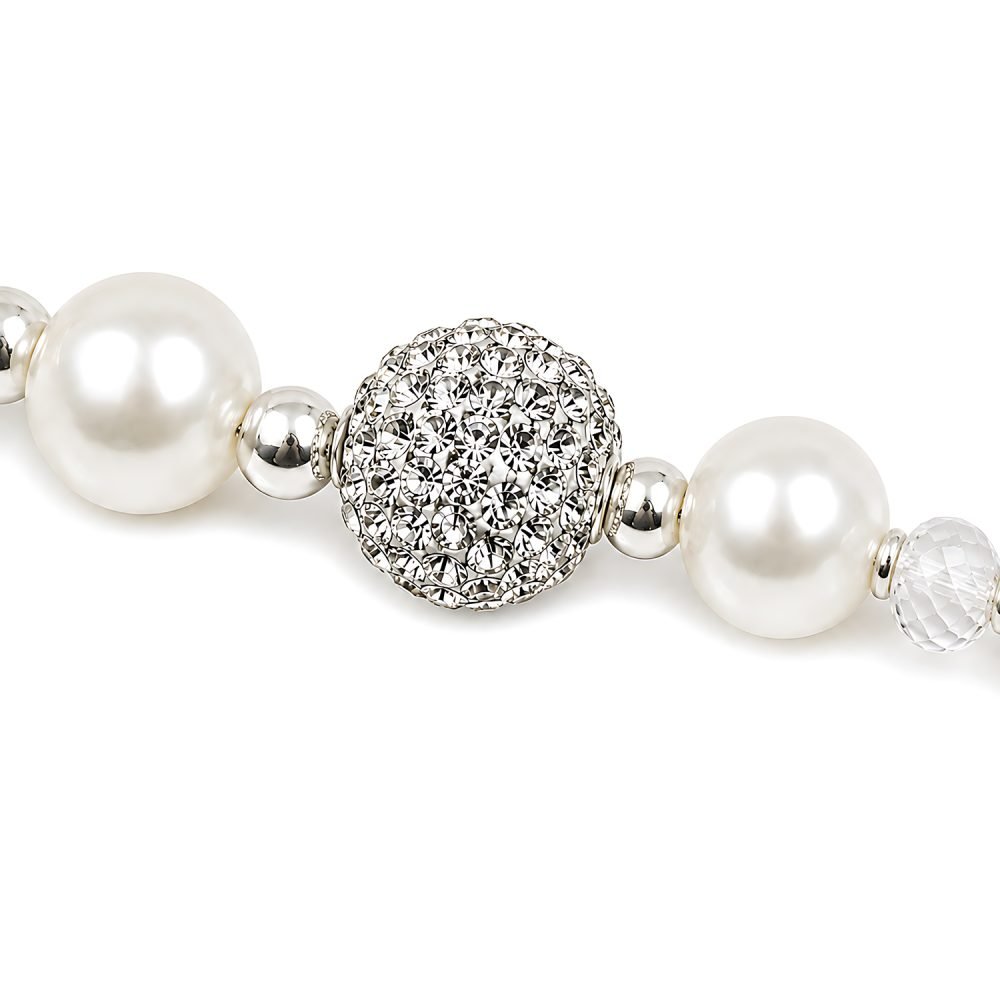 Pet Necklace Strawberry Bow Charm, Pearl Style Bead Dog Cat Jewelry, Rhinestone Crystal Style Accessory, Silver Tone Adjustable Pet Collar Charm