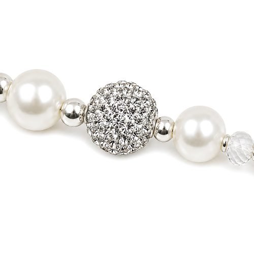Pet Necklace Strawberry Bow Charm, Pearl Style Bead Dog Cat Jewelry, Rhinestone Crystal Style Accessory, Silver Tone Adjustable Pet Collar Charm