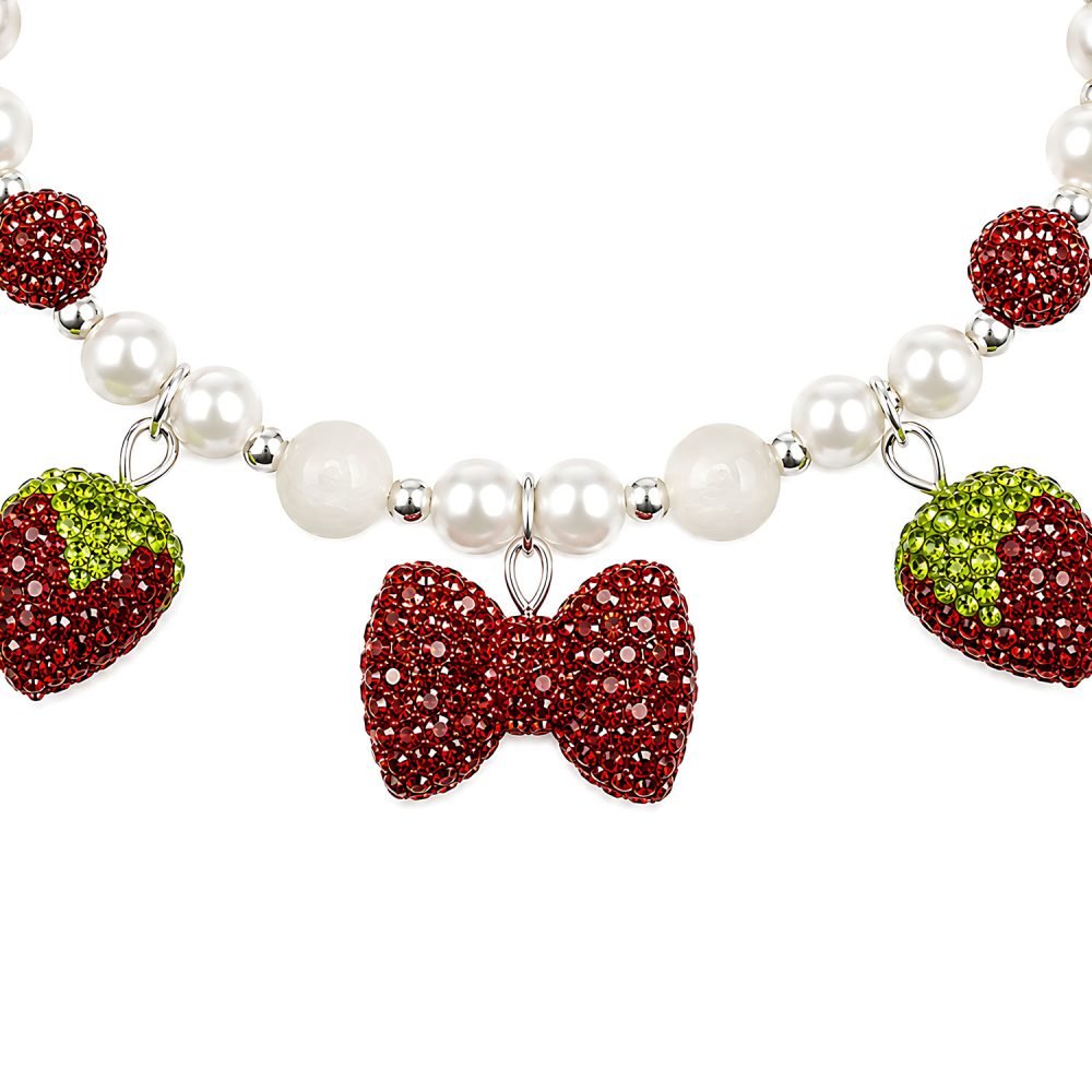 Strawberry Bow Pet Necklace, Red Rhinestone Style Charm Collar Jewelry, Pearl Style Bead Cat Dog Necklace, Fruit Charm Pet Accessory