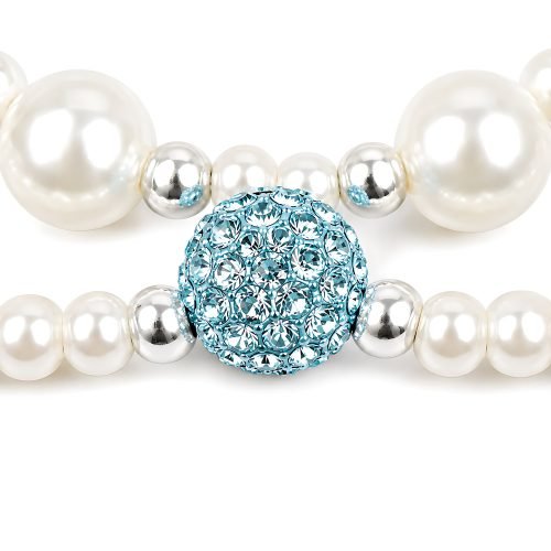 Pearl Style Pet Necklace Blue Rhinestone Flower Charm Dog Cat Jewelry Double Strand Pink Heart Crystal Accent