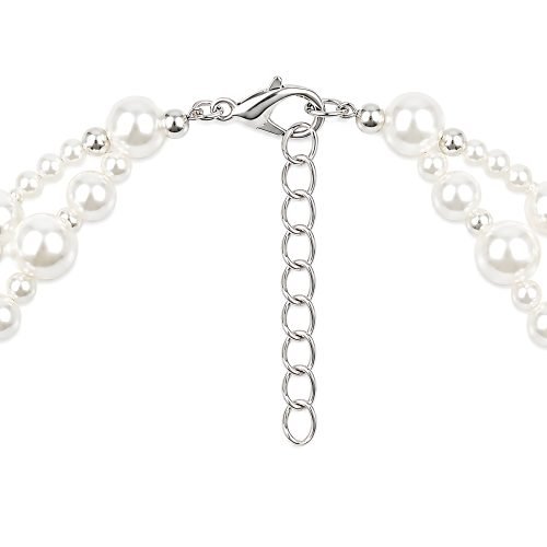 Pearl Style Pet Necklace Blue Rhinestone Flower Charm Dog Cat Jewelry Double Strand Pink Heart Crystal Accent