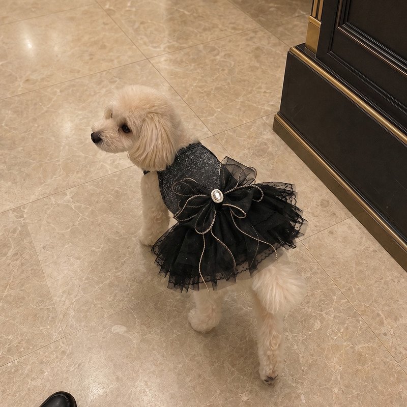 Black Tutu Dog Dress, Sparkle Pet Dress with Bow, Formal Dog Outfit for Parties, Special Occasion Gift for Dog Lovers