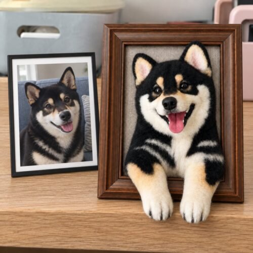 custom-pet-half-body-portrait-02 Custom Framed Pet Half Body Portrait, Needle Felted Wool Sculpture, Memorial Keepsake