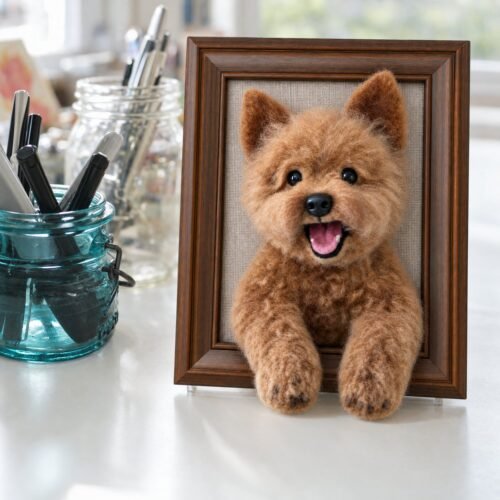 custom-pet-half-body-portrait-03 Custom Framed Pet Half Body Portrait, Needle Felted Wool Sculpture, Memorial Keepsake