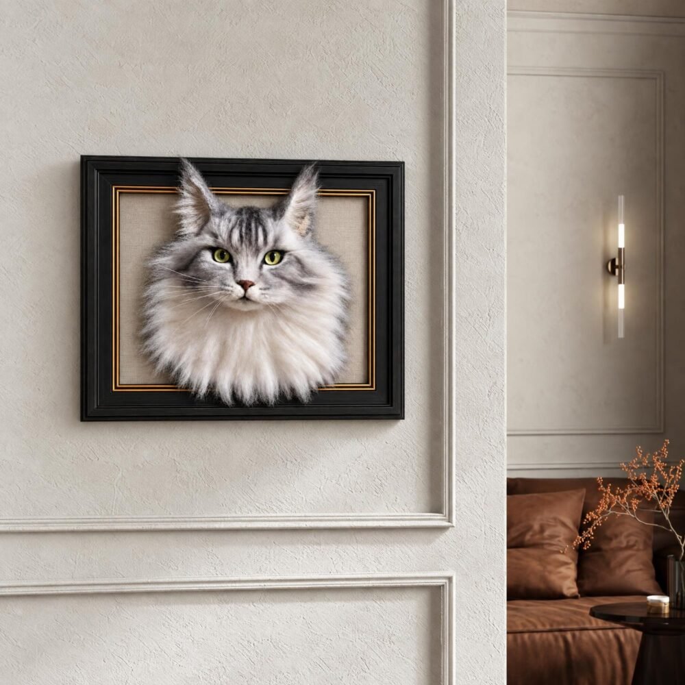 Custom Framed Pet Face Portrait, Needle Felted Wool Sculpture, Memorial Keepsake